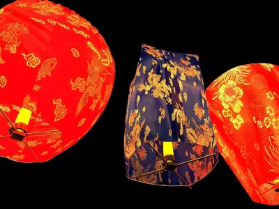Chinese sky lantern  3D model 2