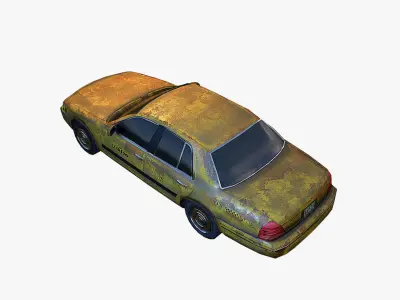 Old Car Taxi Low-poly 3D model