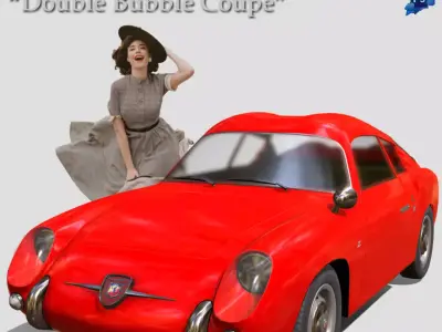1959 Abarth 750GT Double Bubble Coupe Low-poly 3D model