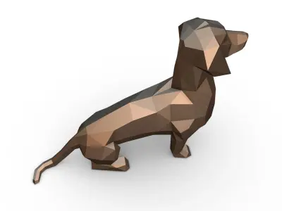 dachshund figure low poly 3D print model