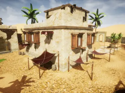 Desert Oasis Unreal Engine Low-poly 3D model