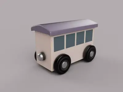 Wooden Toy Train - Passenger Car - Game Ready Low-poly 3D model