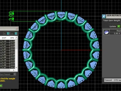 U Shaped Eternity Ring 2 point 9 mm stone size swiss 13 and EU53 3D print model