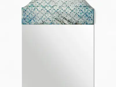 Old Blue Architectural Panel Mirror 3D model