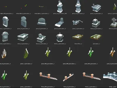 Cemetery Toon Kit Low-poly 3D model