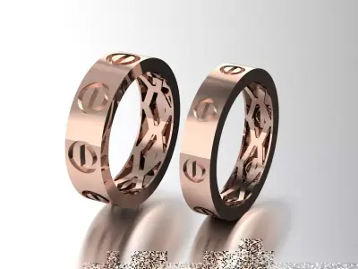 Modern Screw Pattern Rings Set Premium Jewelry 3D Model 3D print model