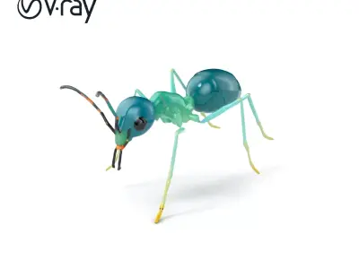 Aquamarine Water Ant Smooth Model Pack Low-poly 3D model