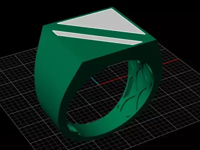 Mens Black Enamel Geometric 16 mm Signet  Ring 5 3D print model