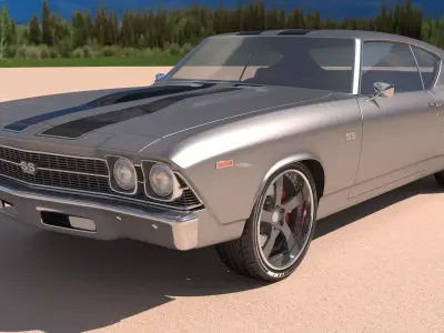 Chevrolet Chevelle SS 369 Black Stripes 1969 3D model