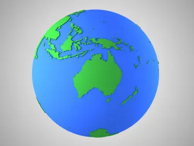 Globe Solid Color Green Blue 3D model