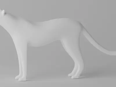 Cartoon Cheetah Black Panther Snow Leopard 3D model