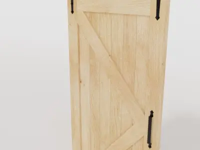 Wooden slide door 3D model