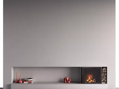 Decorated Wall with Fireplace - 7 3D model