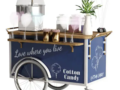 Cotton candy cart 3D model