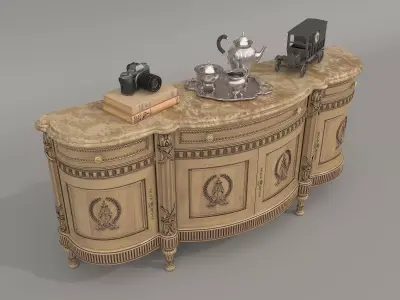 Classic European style Sideboard and Decoration 9 3D model