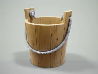 Small Wooden Bucket Free low-poly 3D model