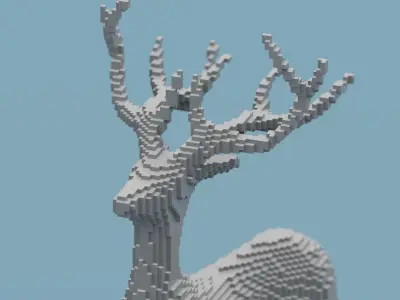 Voxel Deer Low-poly 3D model