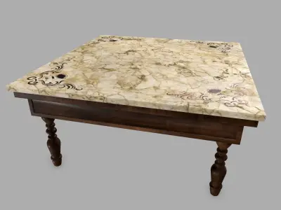 Table person marble top dining Low-poly 3D model