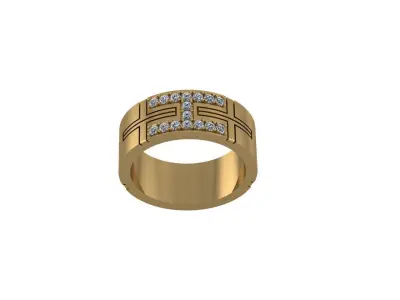 man ring with  diamonds  3D print model 3D print model