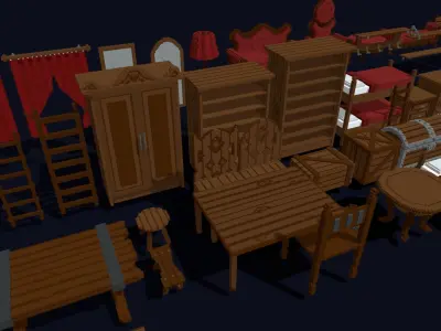 Props Pack - 3D Voxel Interior Models Low-poly 3D model