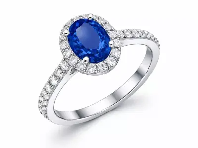 Oval Blue Sapphire Engagement CAD Ring sr0135 3D print model