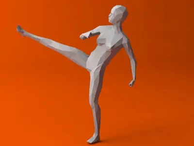 7 Fighting Moves Lowpoly People Minimalist Low-poly 3D model