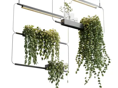 Rectangle pot light pendant - plant light hanging 20 3D model