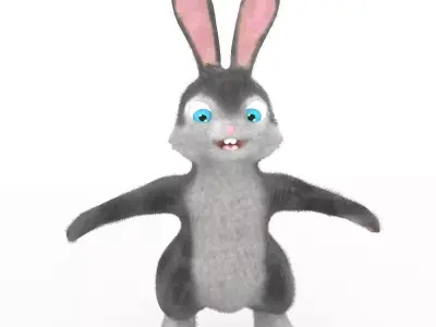 Animated Cartoon Rabbit Low-poly 3D model