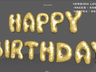 HAPPY BIRTHDAY BALLOONS Low-poly 3D model