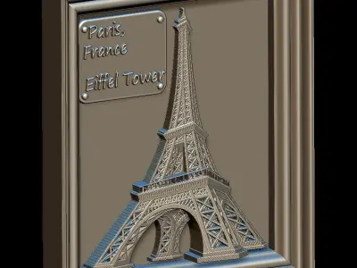 Eiffel Tower Panno STL File for CNC Relief engraving 3D model