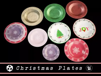 Christmas Plates Low-poly 3D model