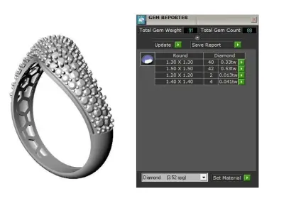 curvy printable diamond ring 3D print model