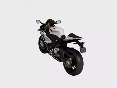 Sport Motorcycle 3D Model Full Fairing Aerodynamic Bike 02 3D model