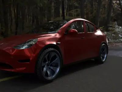 Futuristic Electric Sedan - Red Low-poly 3D model