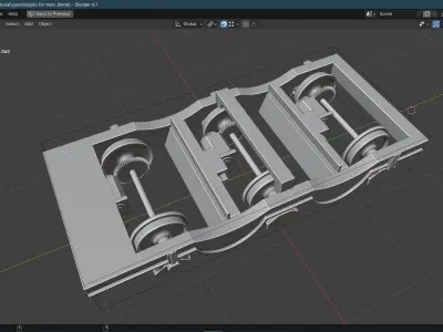 Lowpoly Railway freight Bogie Low-poly 3D model Low-poly 3D model