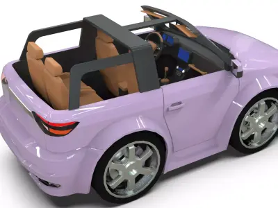 Cartoon SUV Convertible 3D Model No Roof Design 3D model