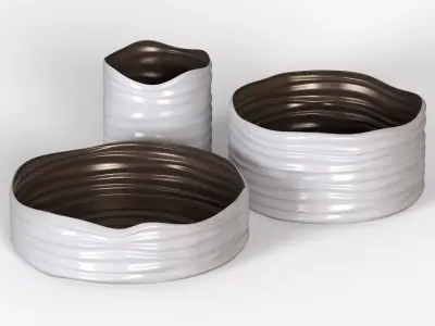 White Plastic Basket Set 3D model