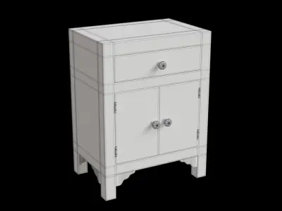 Black Floral Bed Side Table Low-poly 3D model