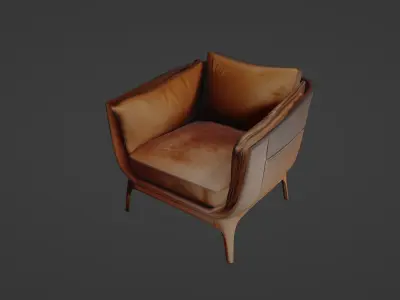 Elegant Vintage Leather Armchair 3D model