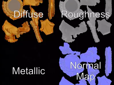 Golden Buddha Statue model pack Low-poly 3D model