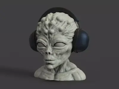 Alien headphone holder home decoration 3D print model