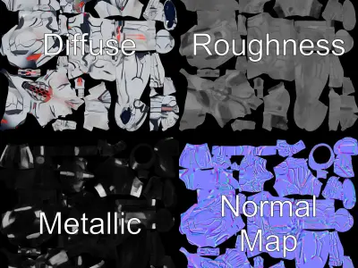 Cybernetic Warrior with Luminous Armor Low-poly 3D model