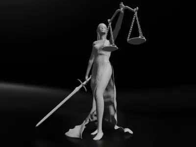 Lady Justice Statue Low-poly 3D model