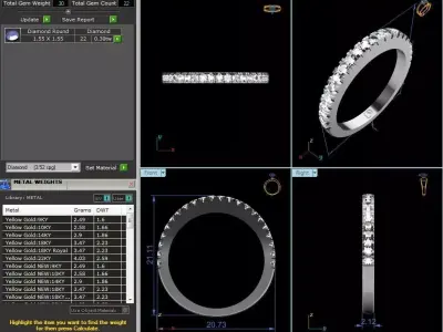 Band 3dm Render Details oval diamond ring gold 3D print model