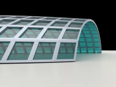 Large structure frame with windows architecture engineering 3D model
