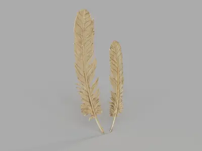 Feathers Wall Art Small Gold Leaf Set Of 2 3D model