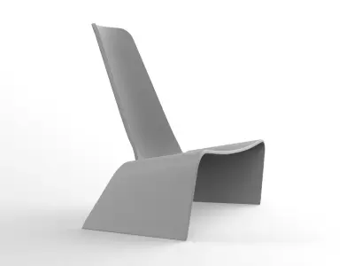 Plank land armchair grey plastic Low-poly 3D model