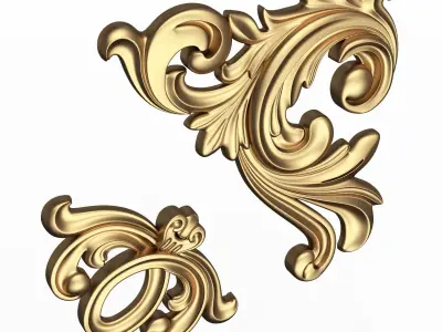 Corner Carved Plaster Molding Decoration 025 Low-poly 3D model