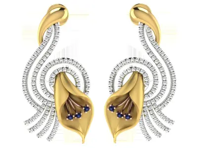 Women Flower Drop  Earring  3D print model