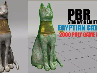 Egyptian cat god Low-poly 3D model